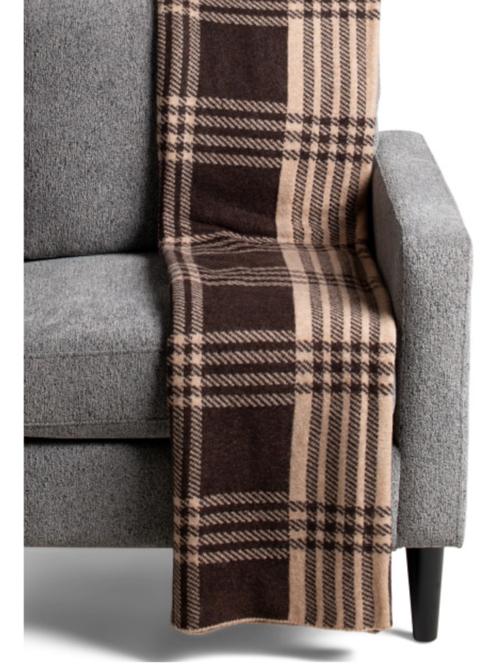 Brooks Brothers Beige and Brown Plaid Throw Blanket